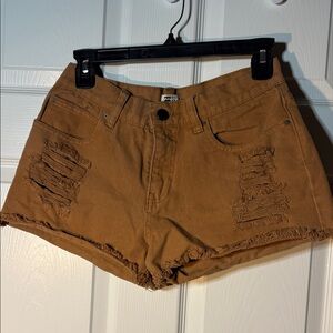 Billabong Tan Distressed Jean Shorts